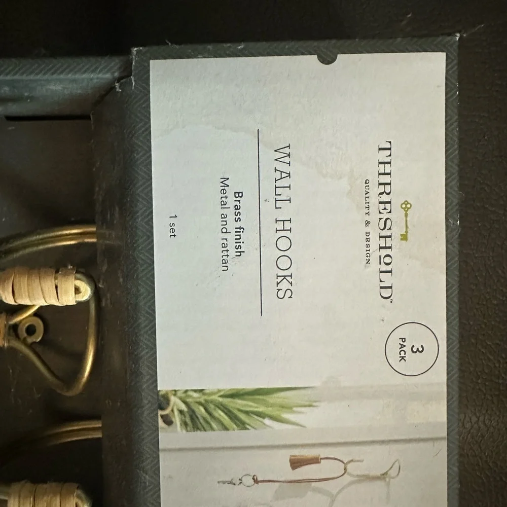 Threshold Brass Wall Hooks Set of 2, 6 total hooks
